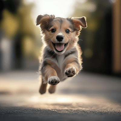 Happy Puppy Running Outdoors