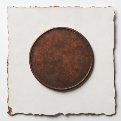 Antique Copper Coin on White Paper