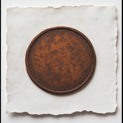 Antique Copper Coin on White Paper