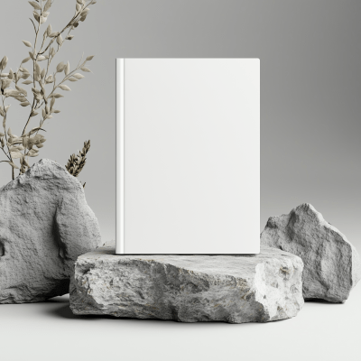 White A5 Book Mockup on Stones