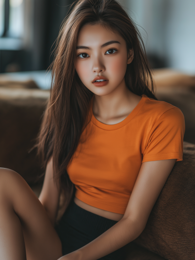 Asian Beauty on Sofa