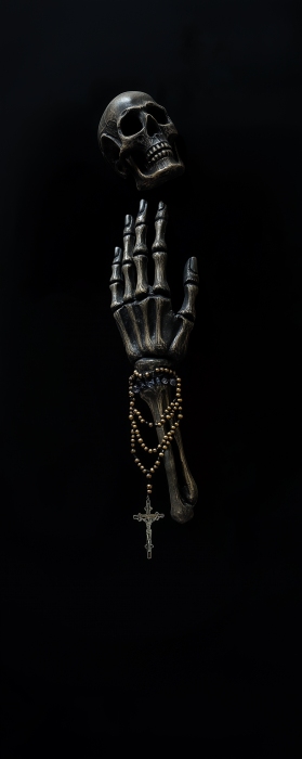 Skeleton Arm with Rosary