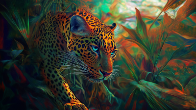 Psychedelic Leopard in Jungle