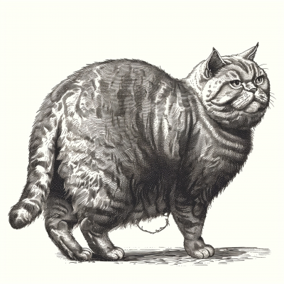 Fat Cat Etching Engraving