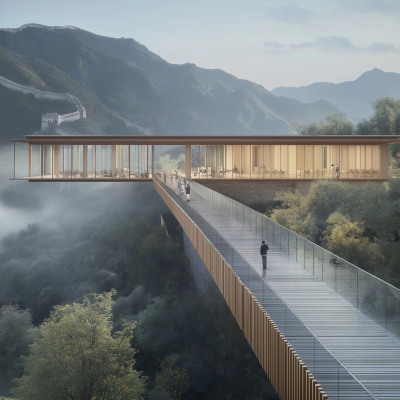 Kengo Kuma Social Hub at Great Wall of China