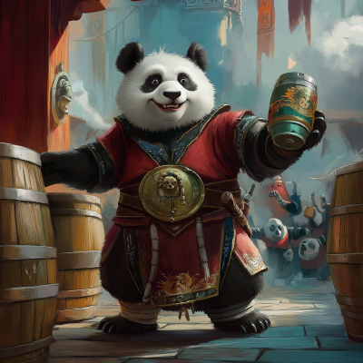 Panda Monk in a Brewery