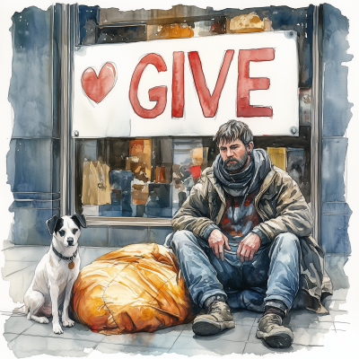 Homeless Man Illustration