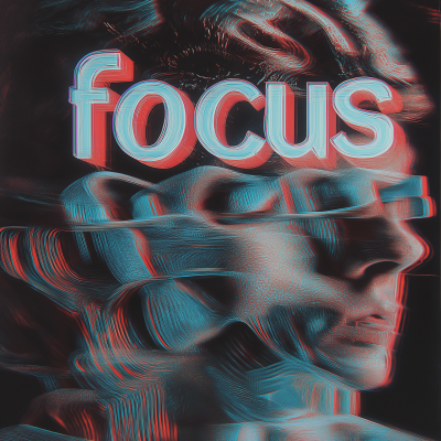 3D Word ‘Focus’ in 80’s Movie Poster Style