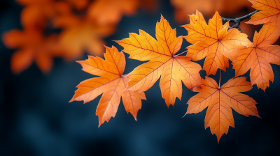 Maple Leaves on Black Background