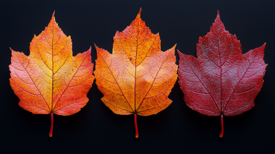 Maple Leaves on Black Background