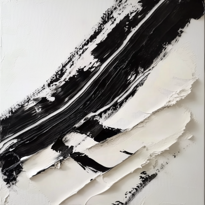 Black and White Brush Strokes Painting