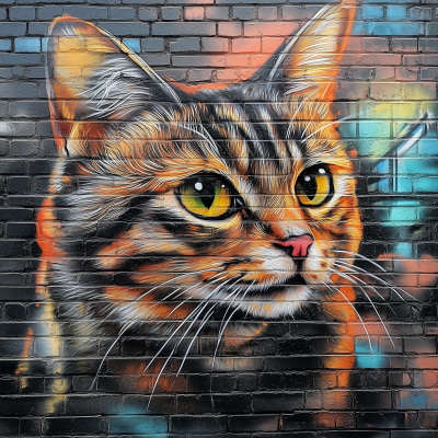 Graffiti Style Cat Portrait