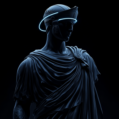 Futuristic Greek Statue on Black Background