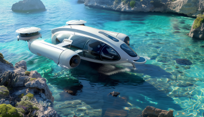 Futuristic Autonomous Submersible Vehicle Lounge