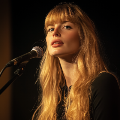 Woman giving a speech at a microphone