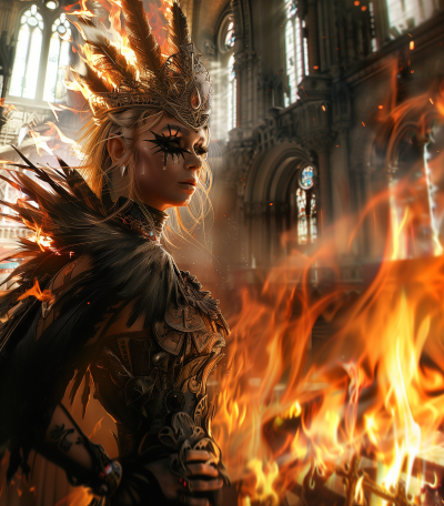 Lady Gaga as Harlequeen in a Burning Church