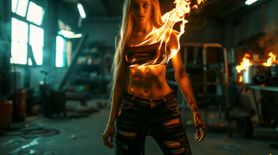 Woman with Burning Torch