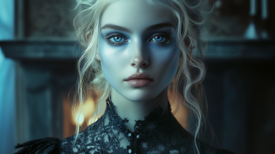 Pale Blue Skinned Woman Portrait