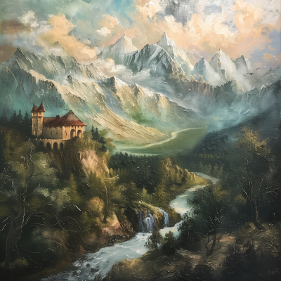 Medieval Landscape with Mountains