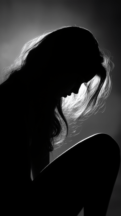 Silhouette of a Crying Woman