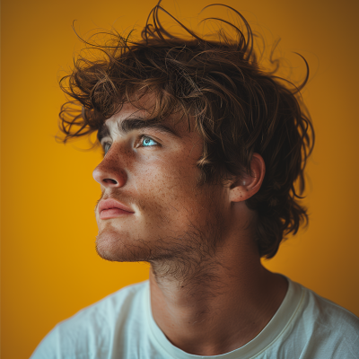 Profile of a man on a yellow background