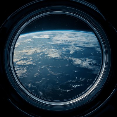 Earth View from Spaceship Window