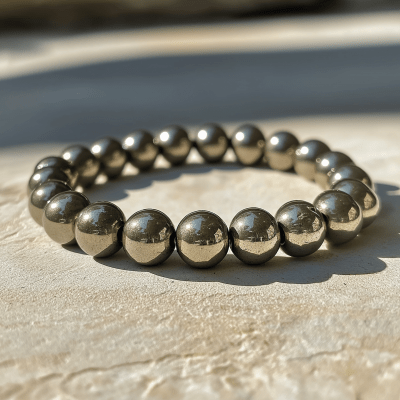 Pyrite Beads Round Bracelet