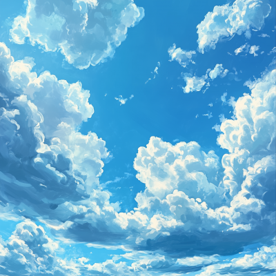 Blue Sky with Clouds Painting