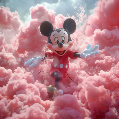 Mickey Mouse on Pink Cloud