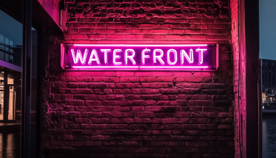 Neon Waterfront Sign