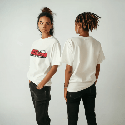 Two Models in Blank White Tee Shirts