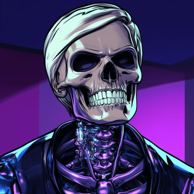 Digital Space Metallic Skeleton with Evil Smile