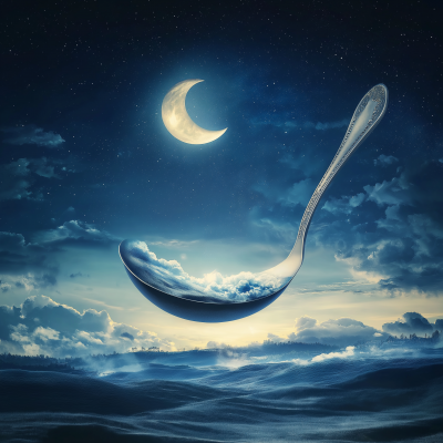 Moon-shaped Spoon in a Kitchen Setting