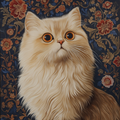 Persian Caramel Cat in Pichwai Art