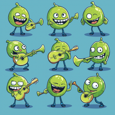 Lime Mariachi Band in Cuphead Style