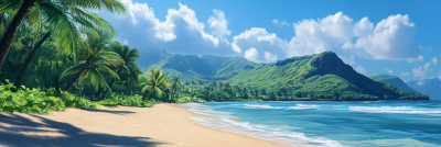 Tropical Island Beach with Hills