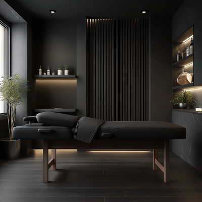 Massage Table in Dark Interior