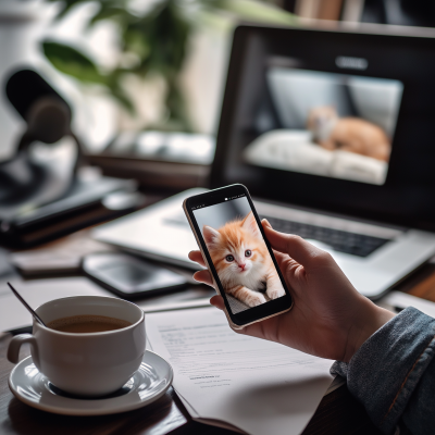 Home Camera App Check in Office Setting Illustration