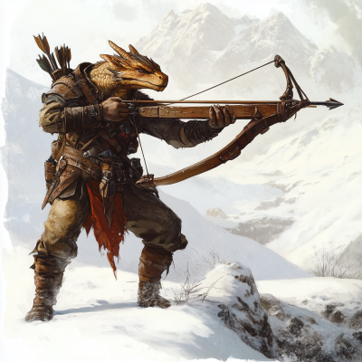 Dragonborn Scout Aiming Heavy Crossbow