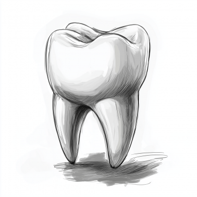 White Molar Tooth Sketch