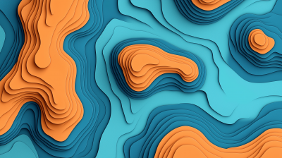 Shades of Blue and Orange Topographic Map Illustration