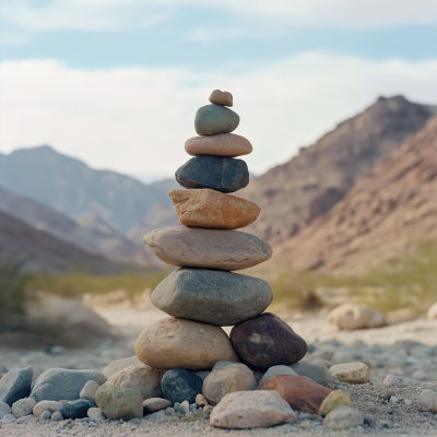 Balancing Stones in Desert Mountains