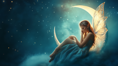 Beautiful Fairy in Moonlit Luxury Setting