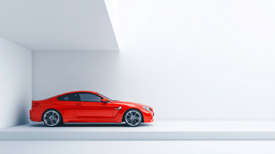 Luxury Red Car on Plain Background