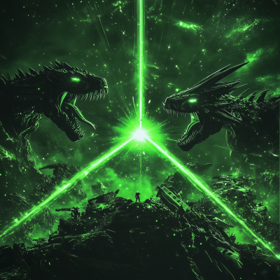 Dark Neon Green Cyber Dinosaur Dubstep Flyer