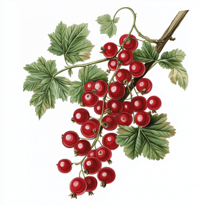 Botanical Red Currants Illustration