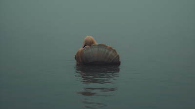 Mythological Goddess Emerging from Ocean on Shell