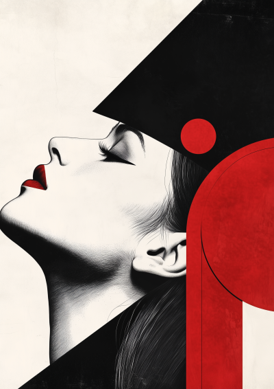 Minimal Bauhaus Style Woman Portrait Poster