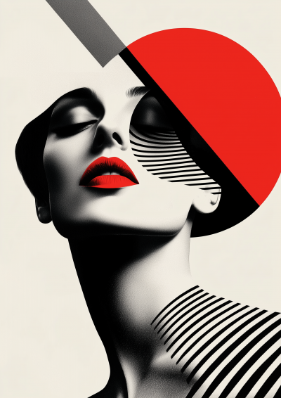 Bauhaus Style Woman Portrait Poster Art