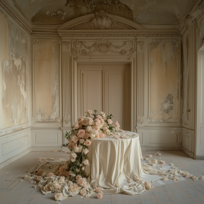 Empty Hall with Vintage Table Set Design